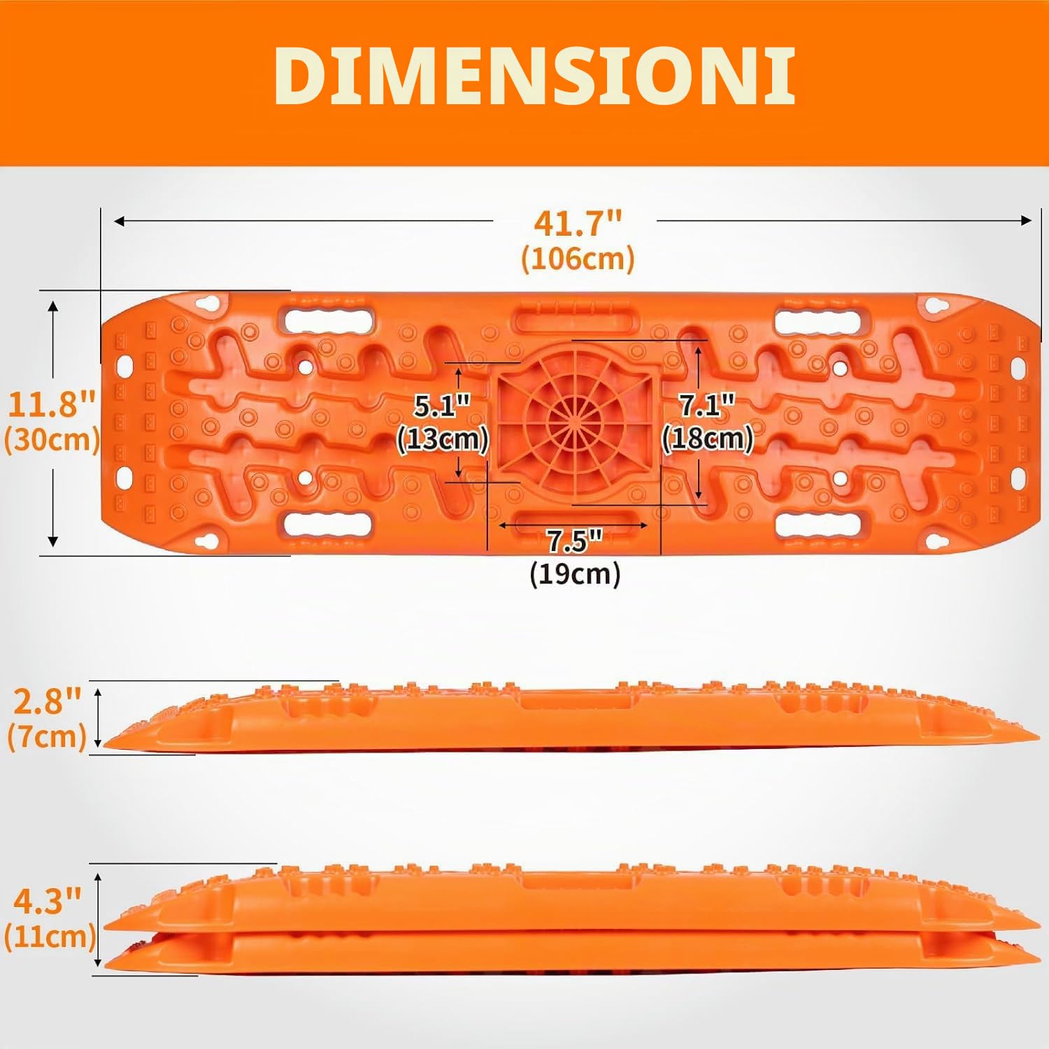 2 Pezzi Tappetino Trazione,Di Sabbia per Fuoristrada, per Il Recupero di Emergenza da per Fango Fuoristrada,10T,Camper,Auto, Camion