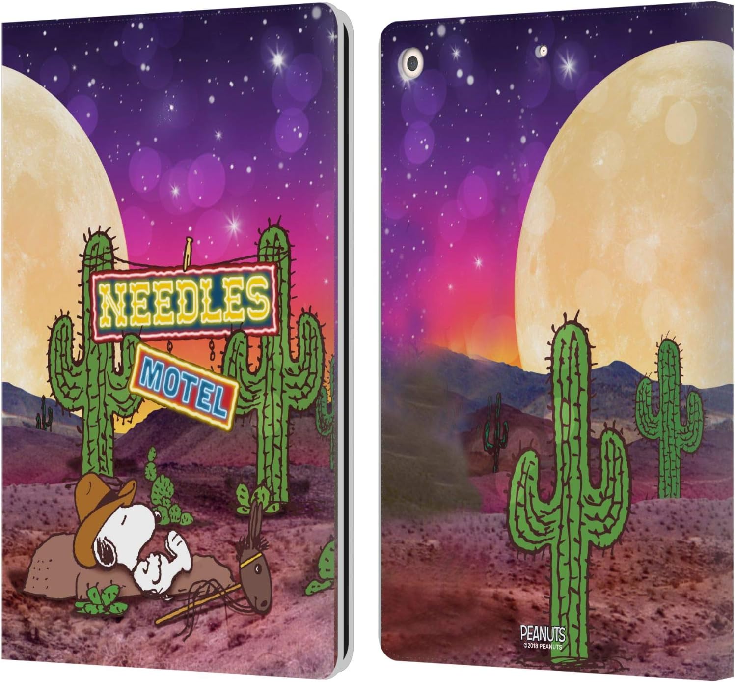 Head Case Designs Officially Licensed Peanuts Nebula Balloon Woodstock Snoopy Space Cowboy Leather Wallet Case Compatible with Apple iPad 10.2 2019/2020/2021