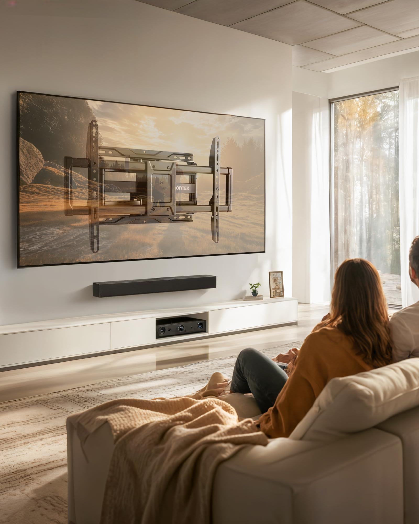 monTEK Support TV Mural à Mouvement Complet pour Écrans de 37 à 90 Pouces | Orientable et Inclinable, Bras Television Articulé et Stable, Fixation TV Extra-Robuste, Charge Max 75kg, Max VESA 600x400mm