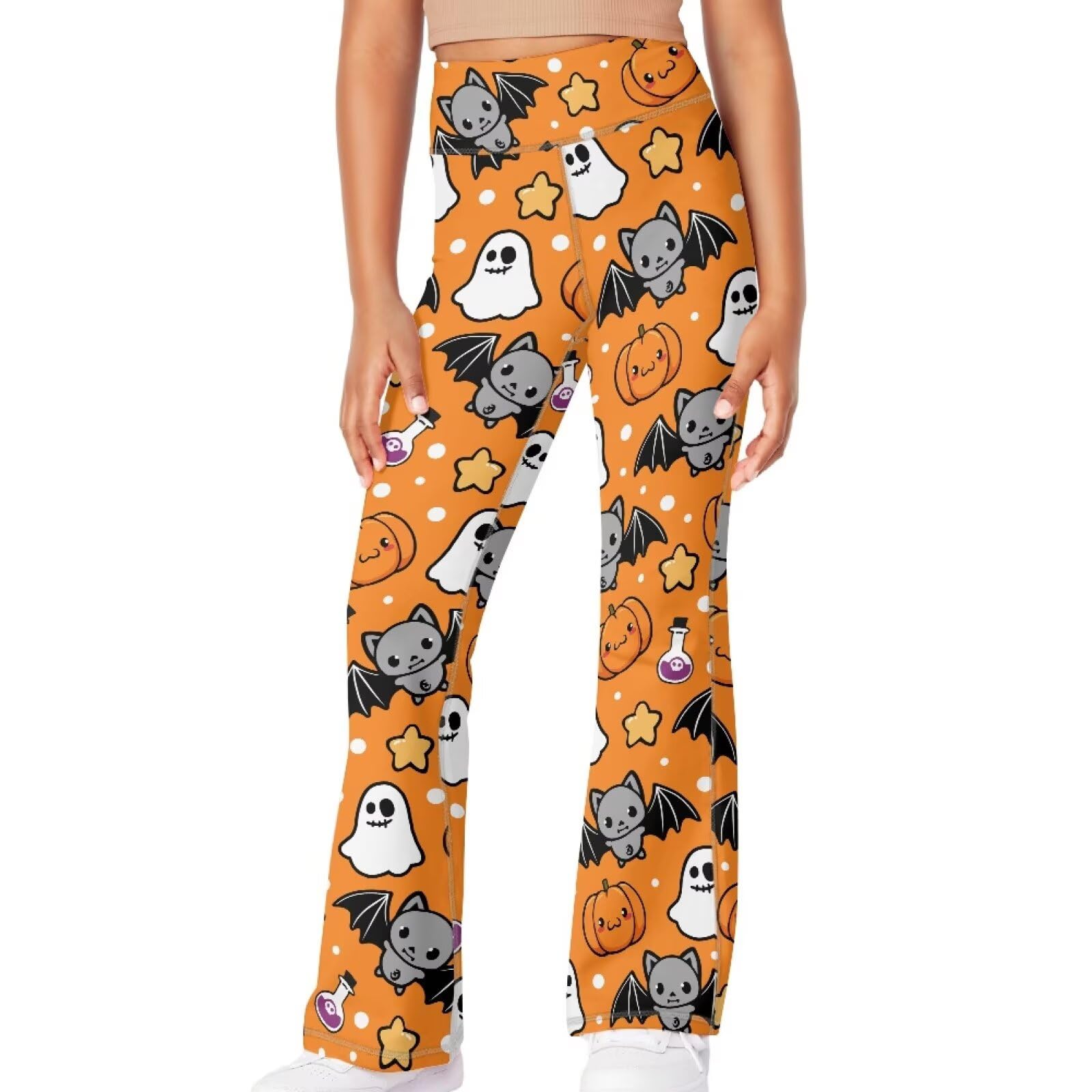 Girls Leggings Floral Print High-Waisted Flared Pants 5-14 Years