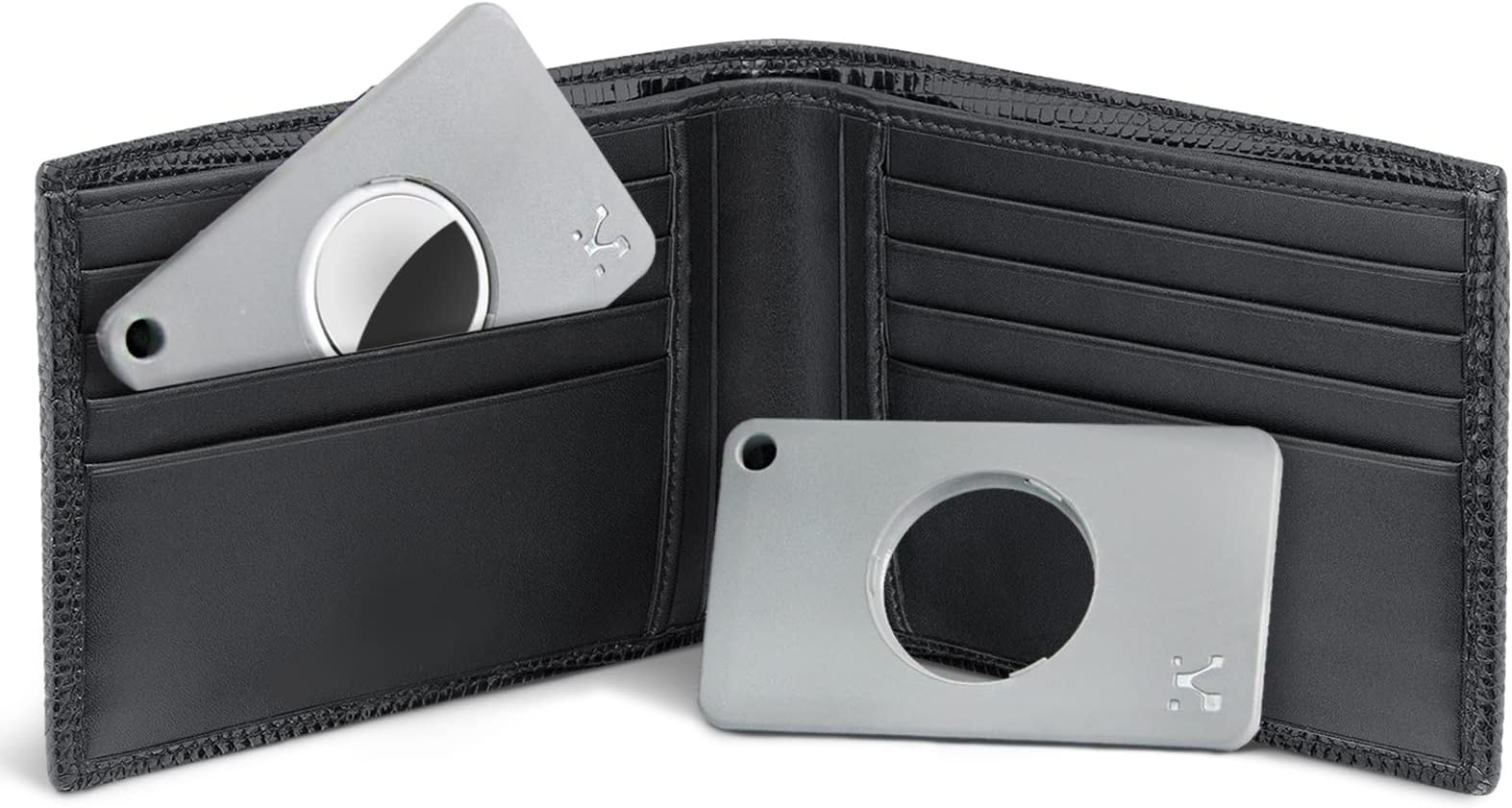 SEKAMSEKAM Wallet Case Holder for AirTag (2 PCS), Credit Card Size Wallet Holder Compatible with AirTag for Purse, Holder for AirTag with Keychain Hole, Slim Anti-Lost Wallet Card Tracker Gray