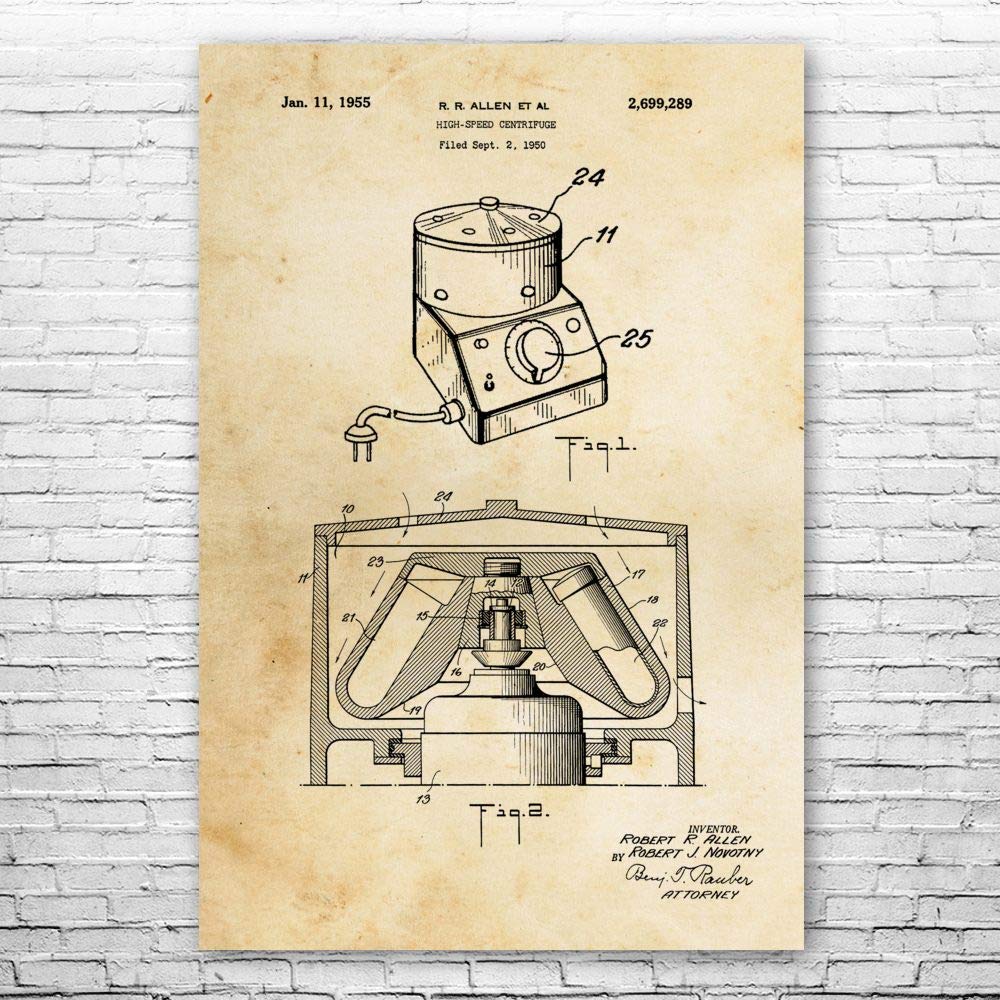 Laboratory Centrifuge Poster Print, Biology Art, Medical Decor, Chemistry Art, Technician Gift, Med Student Gift Vintage Paper (16 inch x 20 inch)