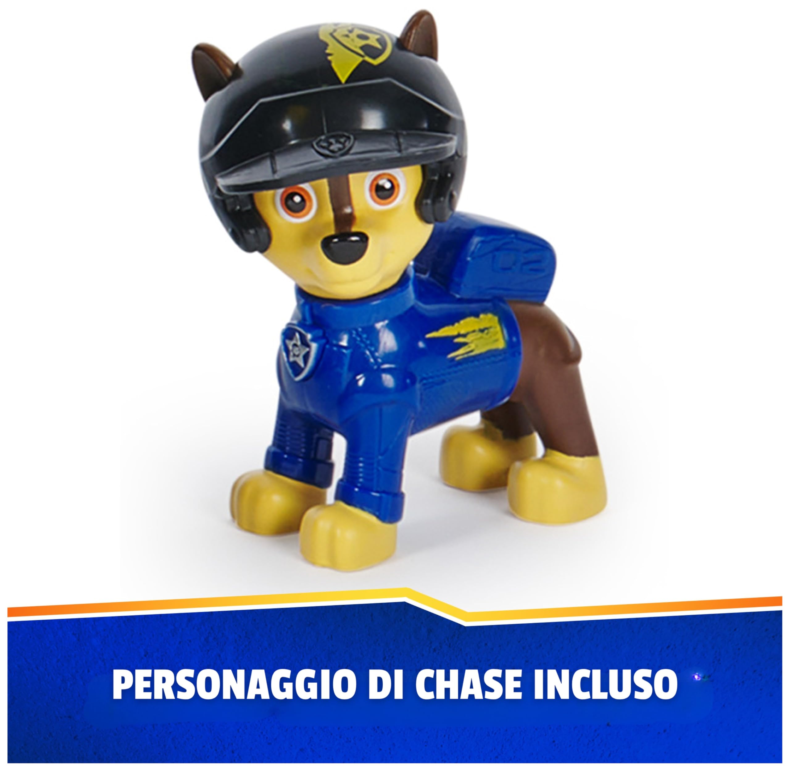 Paw Patrol: Rescue Wheels Chase Deluxe, Veicolo Giocattolo con Propulsore, Argano Motorizzato, Luci e Suoni, Giocattoli per Bambini e Bambine, 3+ Anni