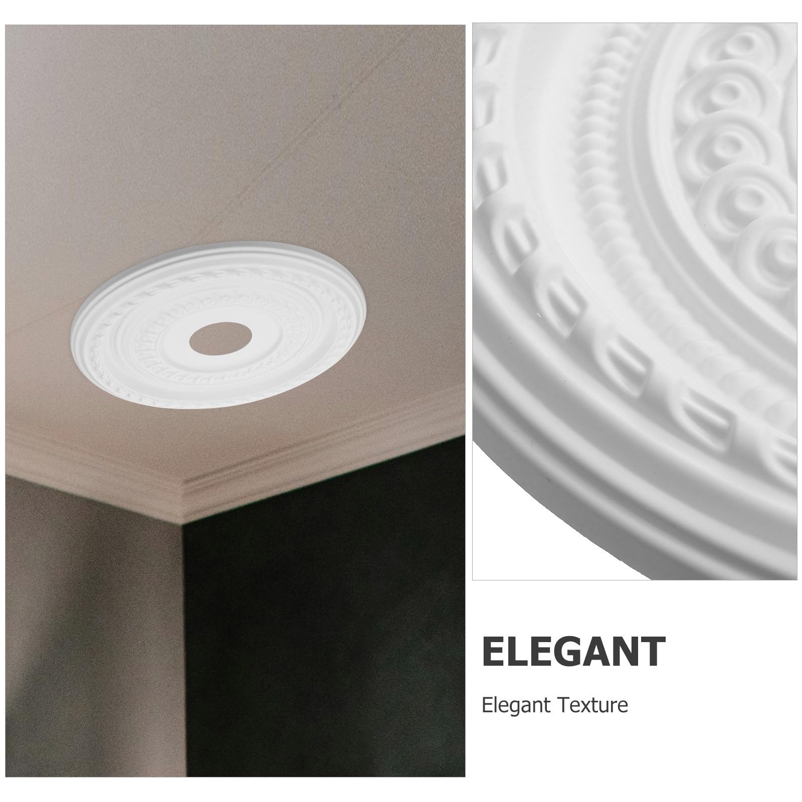 CALLARON Medallón de Techo Redondo de Pu Blanco 41 Cm para Luminaria Colgante, Accesorio de Iluminación Resistente y Compatible, Adecuado para Decoración de Hogar y Renovación de Lámparas