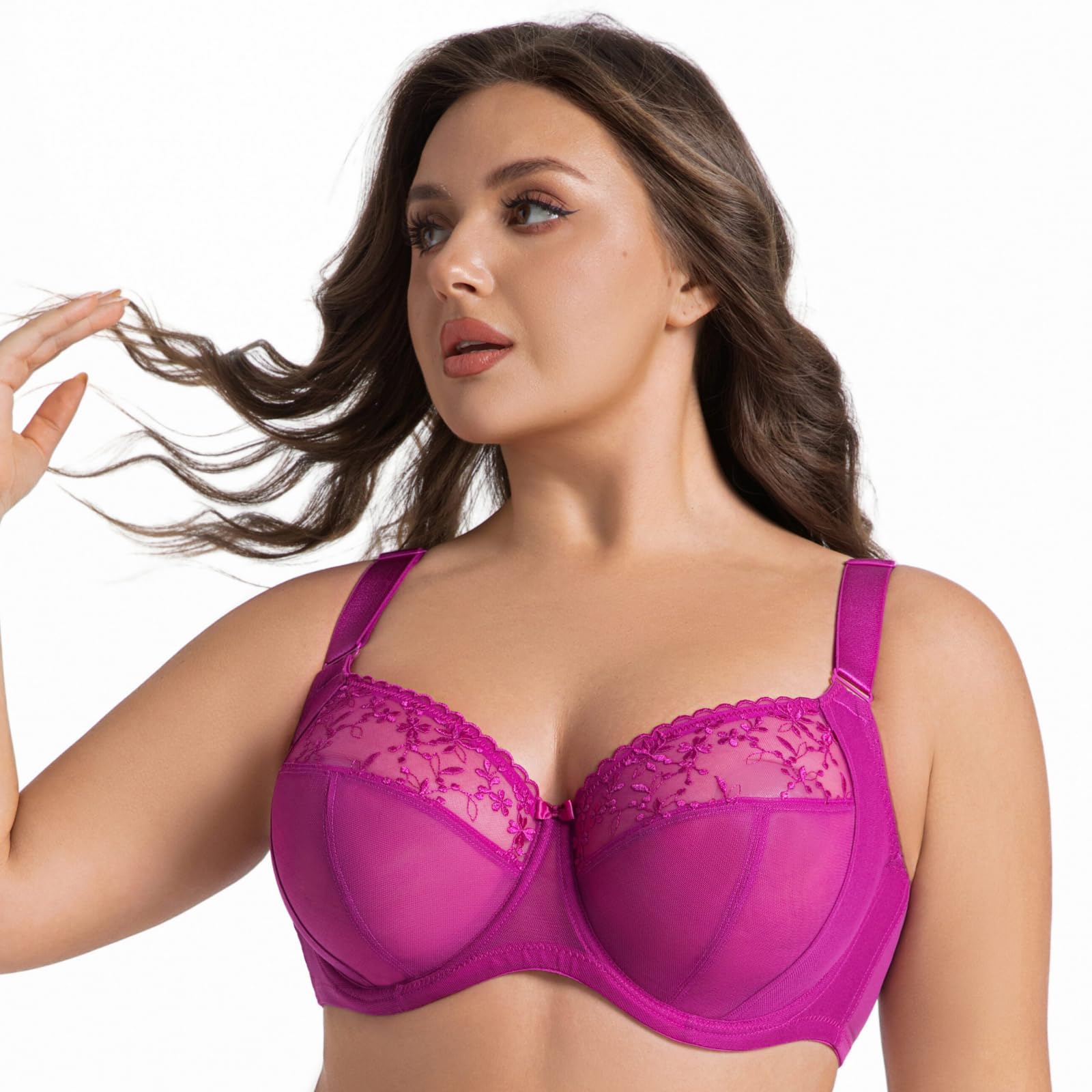 Gorge minimiseurs pour Femmes Grandes Tailles Broderie Push-up Armatures