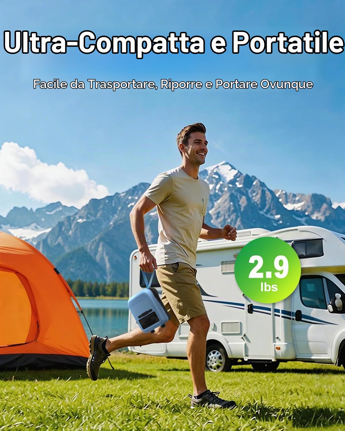 Mojimdo Pompa Elettrica Per SUP, Pompa Ad Aria Ricaricabile Da 20PSI, Alimentazione Di Emergenza E Luce Di Emergenza, Autospegnimento, 12V DC E Type-C, Con 6 Ugelli Per Stand Up Paddle Boards