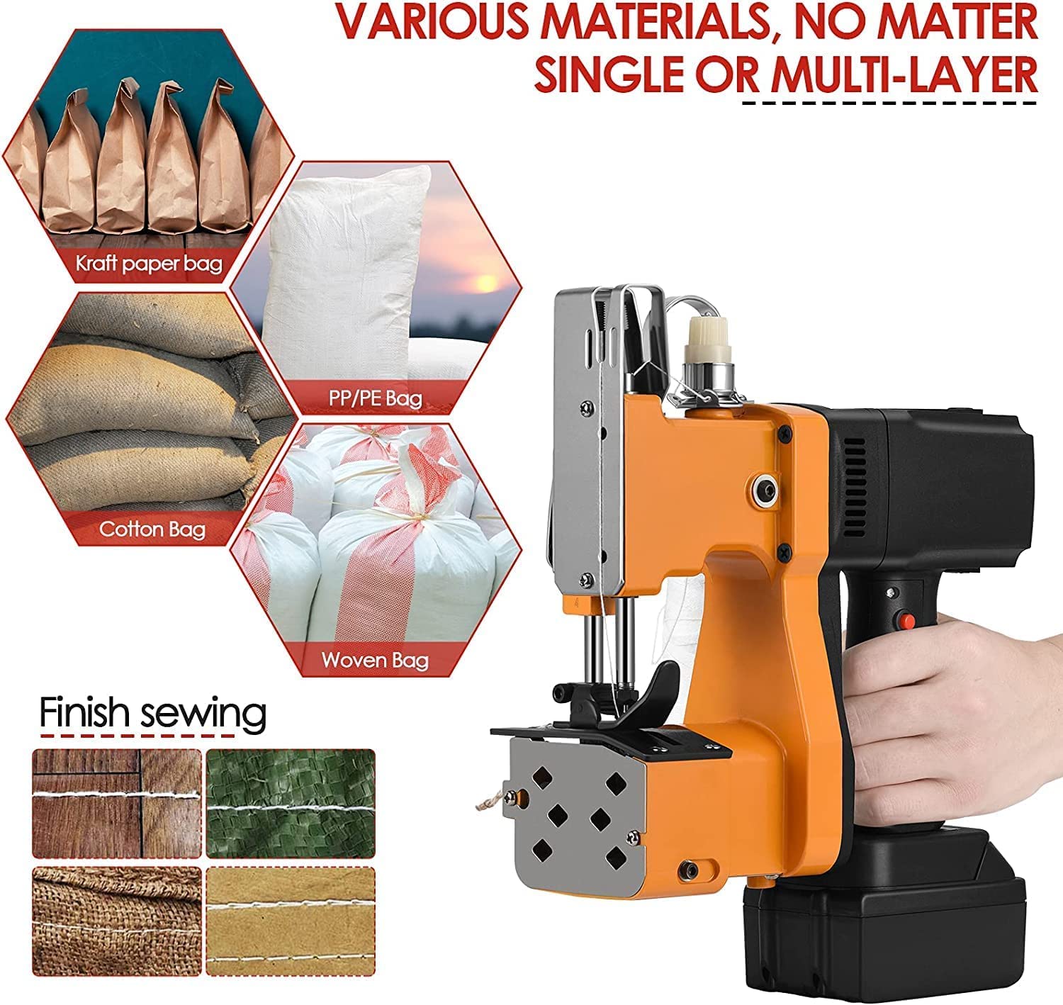 Macchina da Cucire Portatile Cucitrice Portatile per Tessuti Closer Stitcher Per Borse Tessute, Borse di Pelle di Serpente, Borse di Riso, Borse di Plastica Industriali