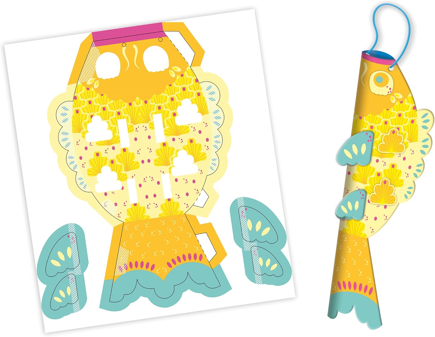Janod - Les Ateliers du Calme - Paper Fish to Create - 12 Fish - Children's Creative Leisure Kit - Development Creativity and Concentration - from 7 Years - J07730