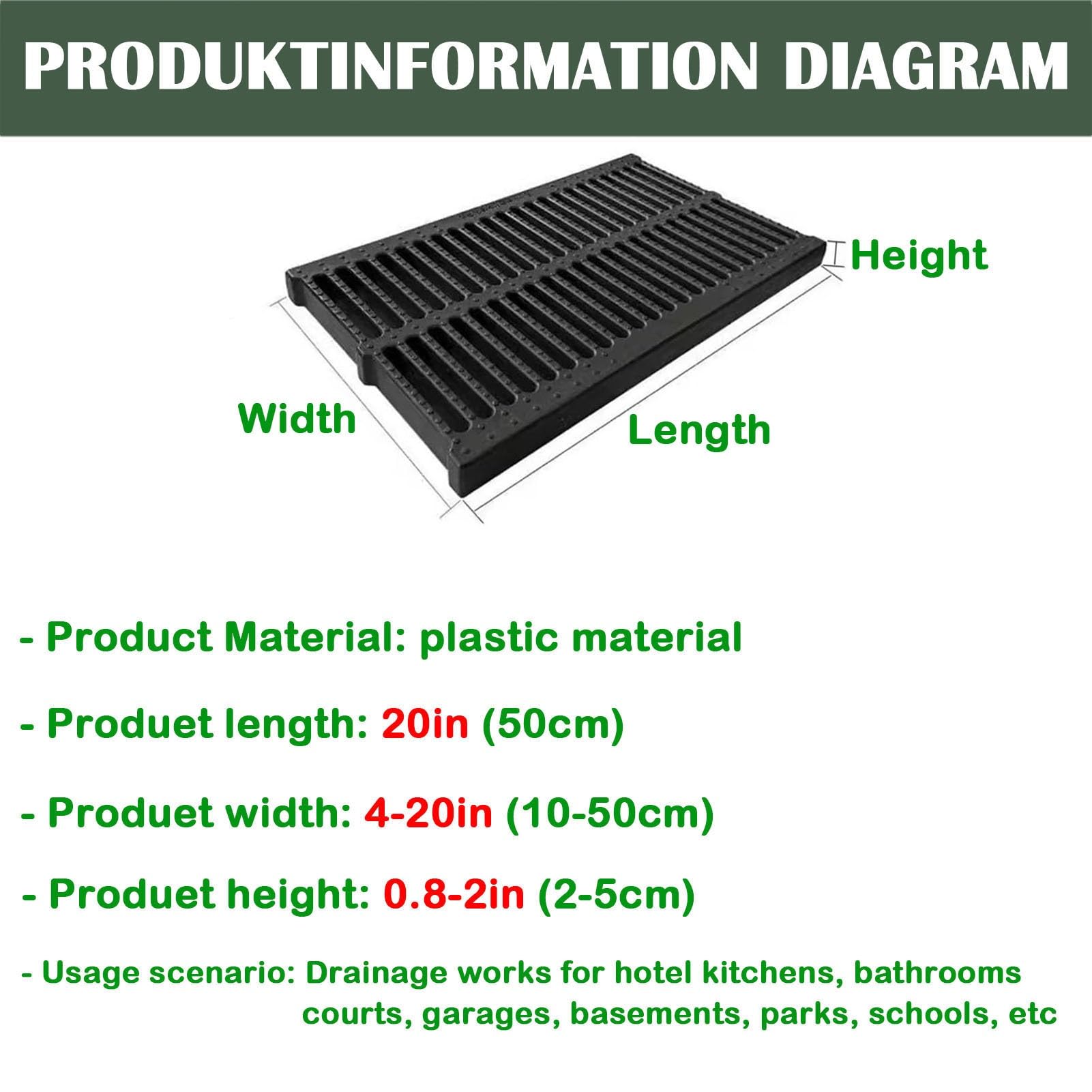 Genérico Tapa de desagüe Exterior extraíble, Rejilla de canaleta de plástico polimérico para Drenaje de Granjas y Balcones, 10 cm de Ancho x 2 cm de Alto, Ideal para Pistas Deportivas y Zonas de GANA