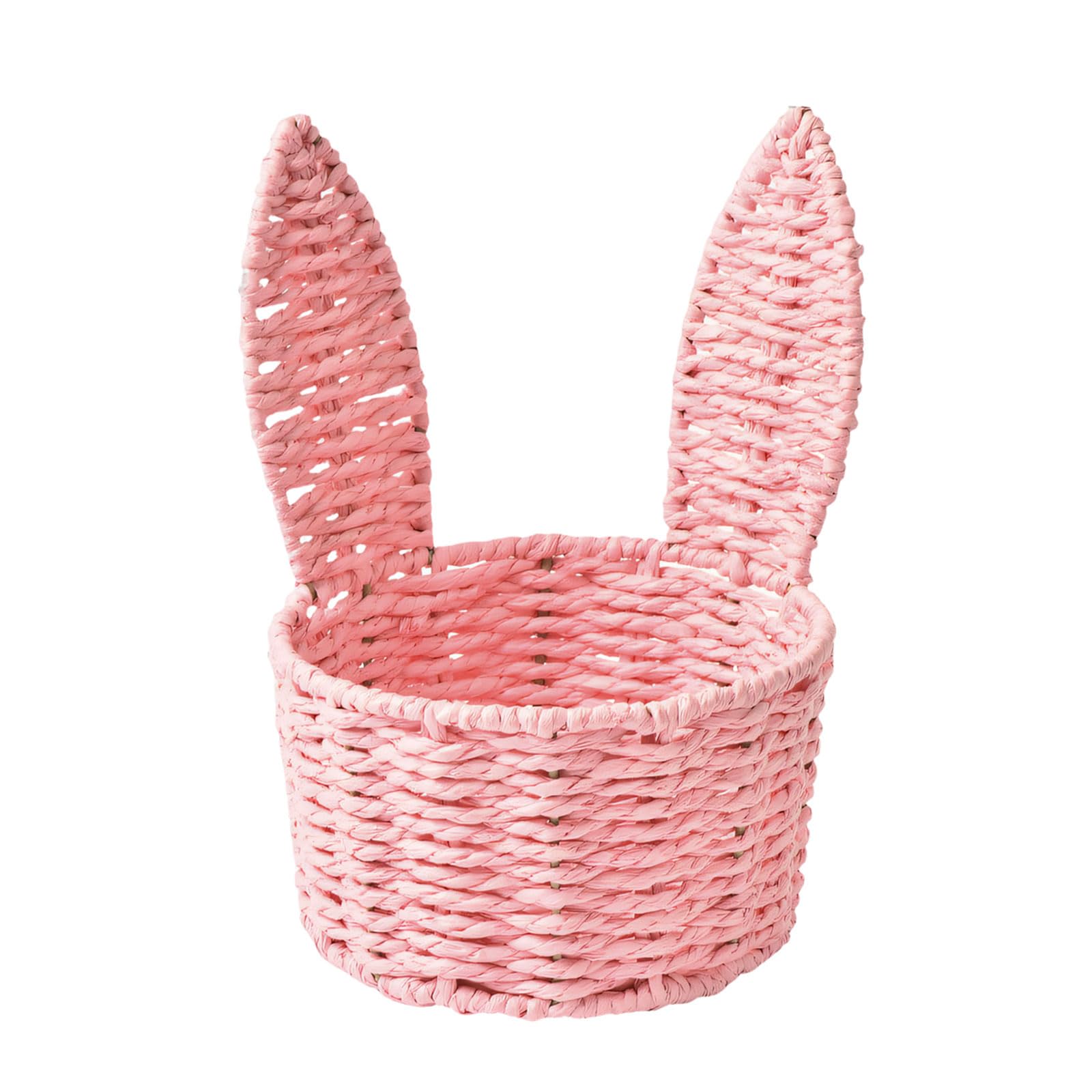 HENYGEN Woven Flower Holder with Rabbits Ears Shape Easter Eggs Storage Basket Home Organization Supplies Handwoven Flower Decorative Storage Decoration