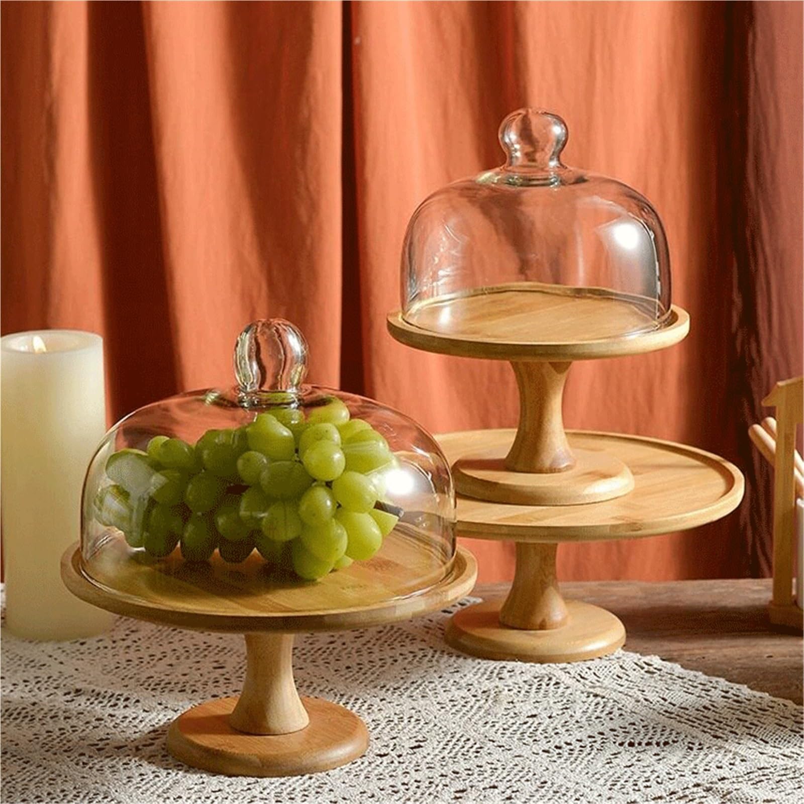 Kuchenständer ServierStänder Tortenständer aus Bambus und Holz, perfekt for Hochzeiten, Partys Desserts Tortenständer(Mittel)