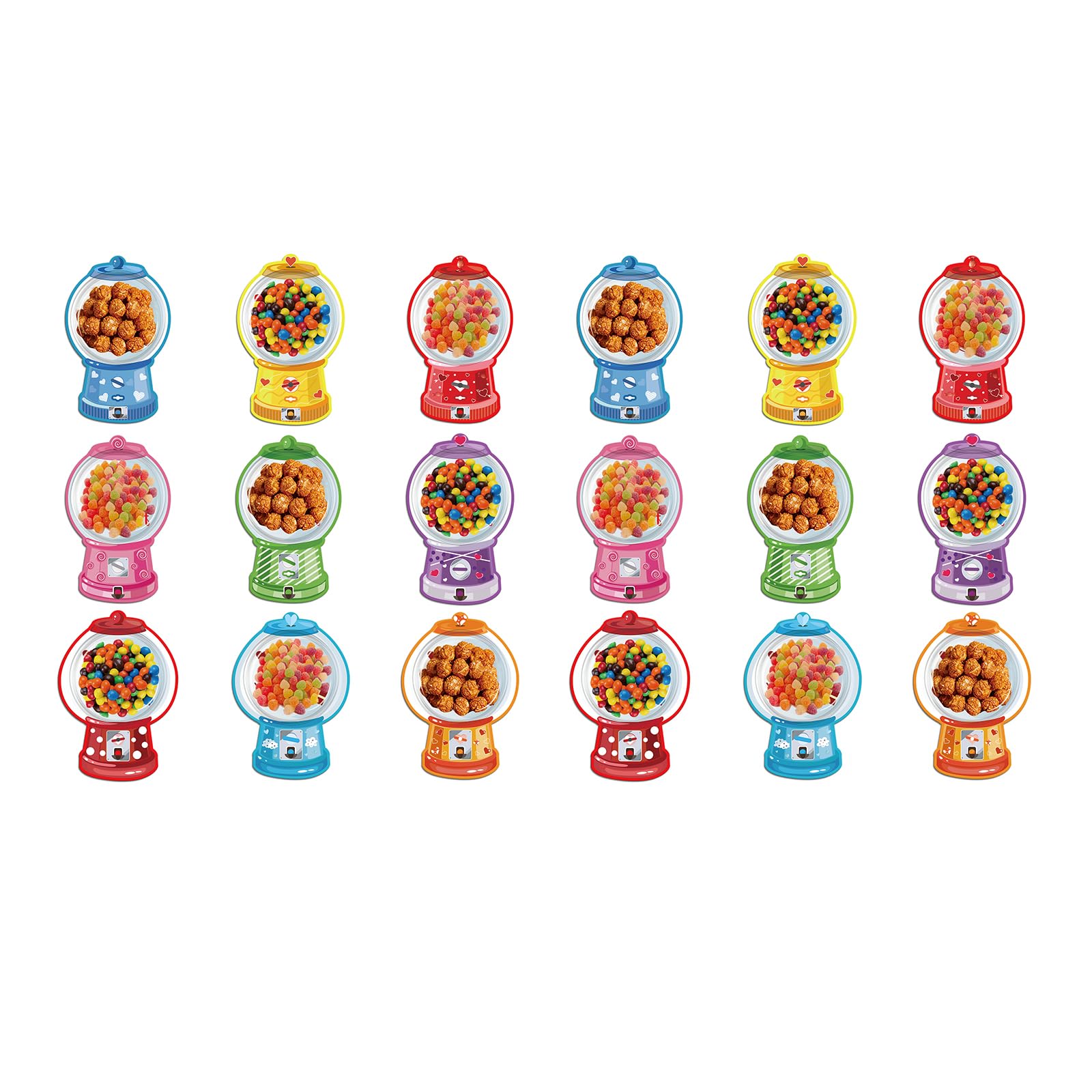 Msioytog Of 18/36 Valentine Activity Cards with Gumballs Machine Designs and Transparency Dome for Candy Gifts Classroom Exchange Cards