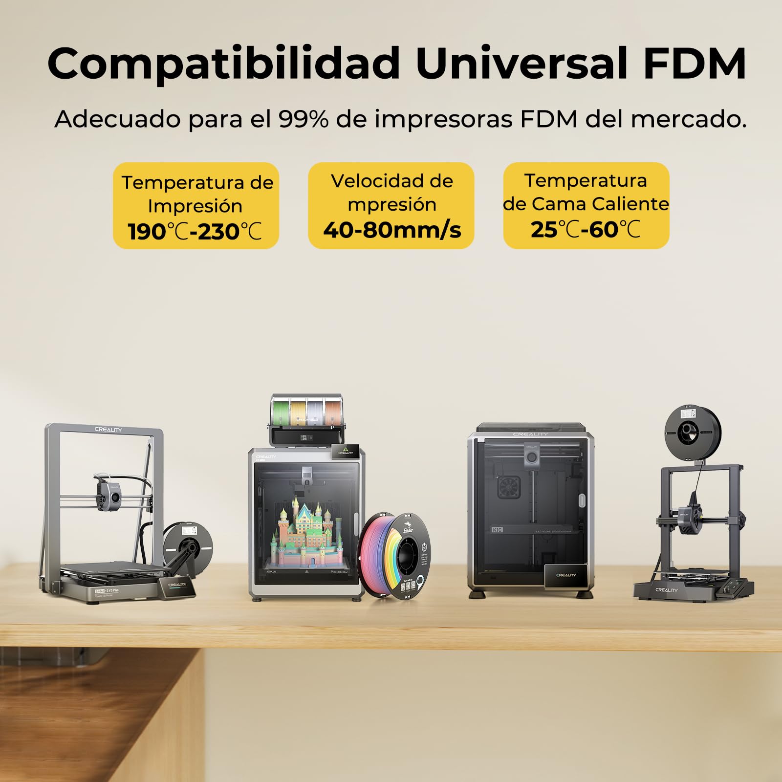 Creality Filamento PLA 1.75mm 1KG Precisión Dimensional +/- 0.02mm para Impresora 3D