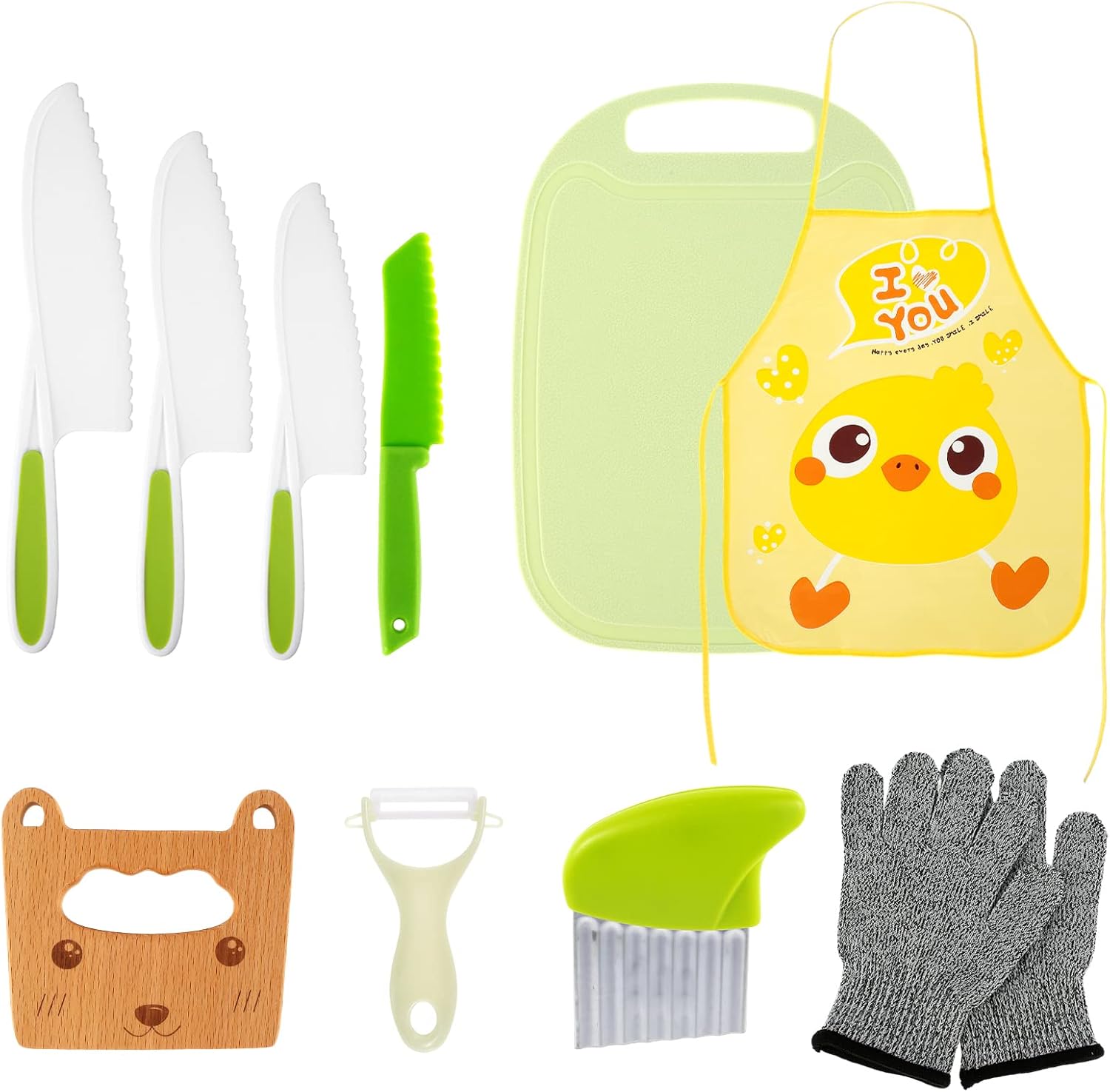 10 Pieces Kids Cooking Cutter Set, Montessori Kitchen Tools Safe