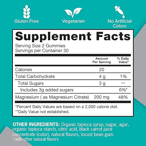 Miniatura 6 de Qunol - Gomitas de magnesio para adultos, 200 mg de citrato de magnesio, suplemento de magnesio de alta absorción, apoya la salud nerviosa, salud