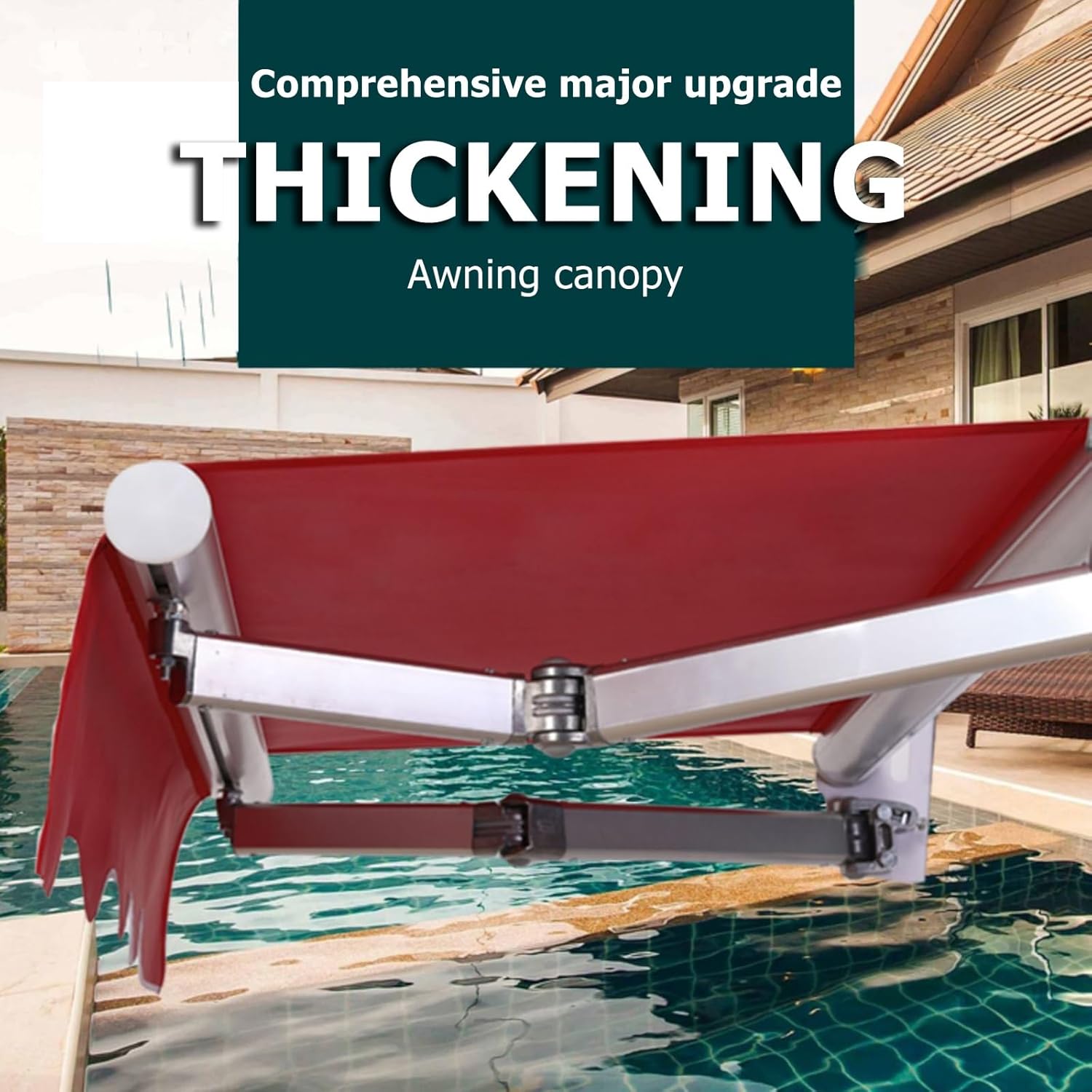 Portable Awning,Retractable Awning Cloth Replacement Waterproof Shade,6.6x5ft Outdoor Patio Awning,Retractable Sun Shade Top Cover,Replacement Many Sizes Fabric,for Deck Balcony Yard(Size:2.45x2.15m/8