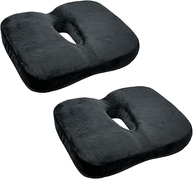 Seat Cushion - Memory Foam Sitting Pillow - Car Seat & Office Chair Cushion - Slip-Resistant with Soft Surface 2 Packs, Curved Shape