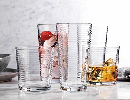Miniatura 7 de Glaver's Juego de vasos para beber de 16 piezas, 8-17 onzas, vasos Highball, 8-13 onzas. Rocas de whisky, ideales para agua, jugo, cócteles y té