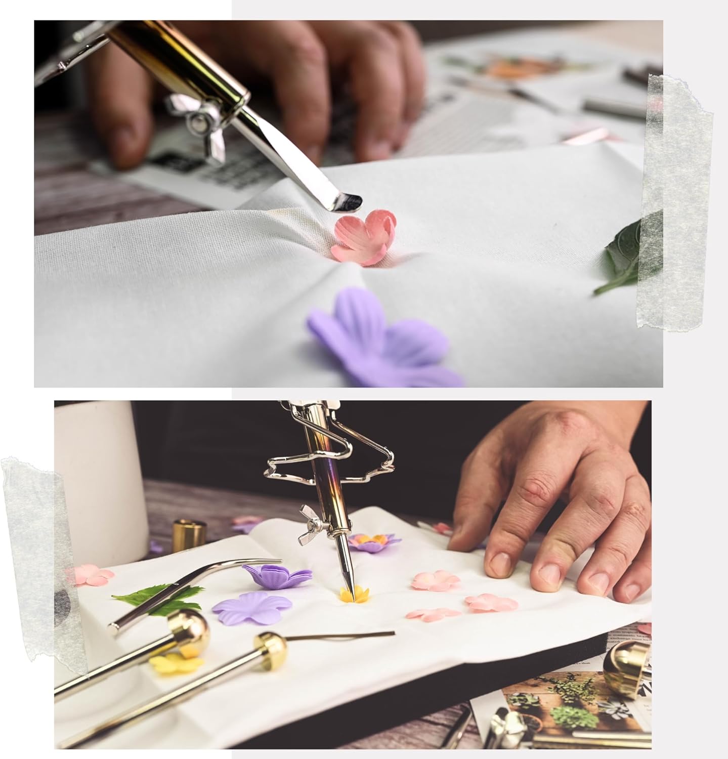 110V Fabric Flower Maker Set, Electric Artificial Flower Clover Soldering Iron with 17x Iron & Brass Fake Flower Making Tools Kit, Unreal Flowers Making Kit