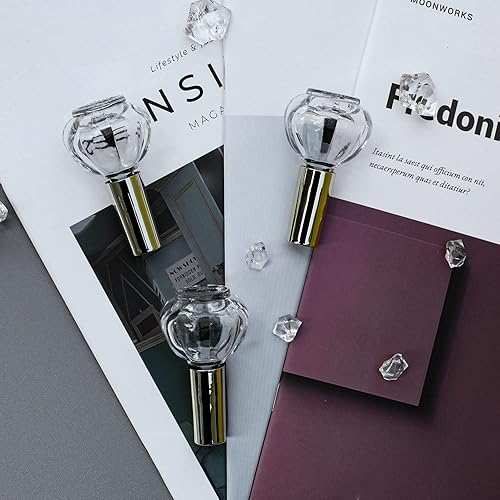 Miniatura 5 de Botellas vacías de esmalte de uñas, parte superior dorada, 6 botellas de cristal de 0.3 onzas líquidas, forma de calabaza, recargable, transparente,