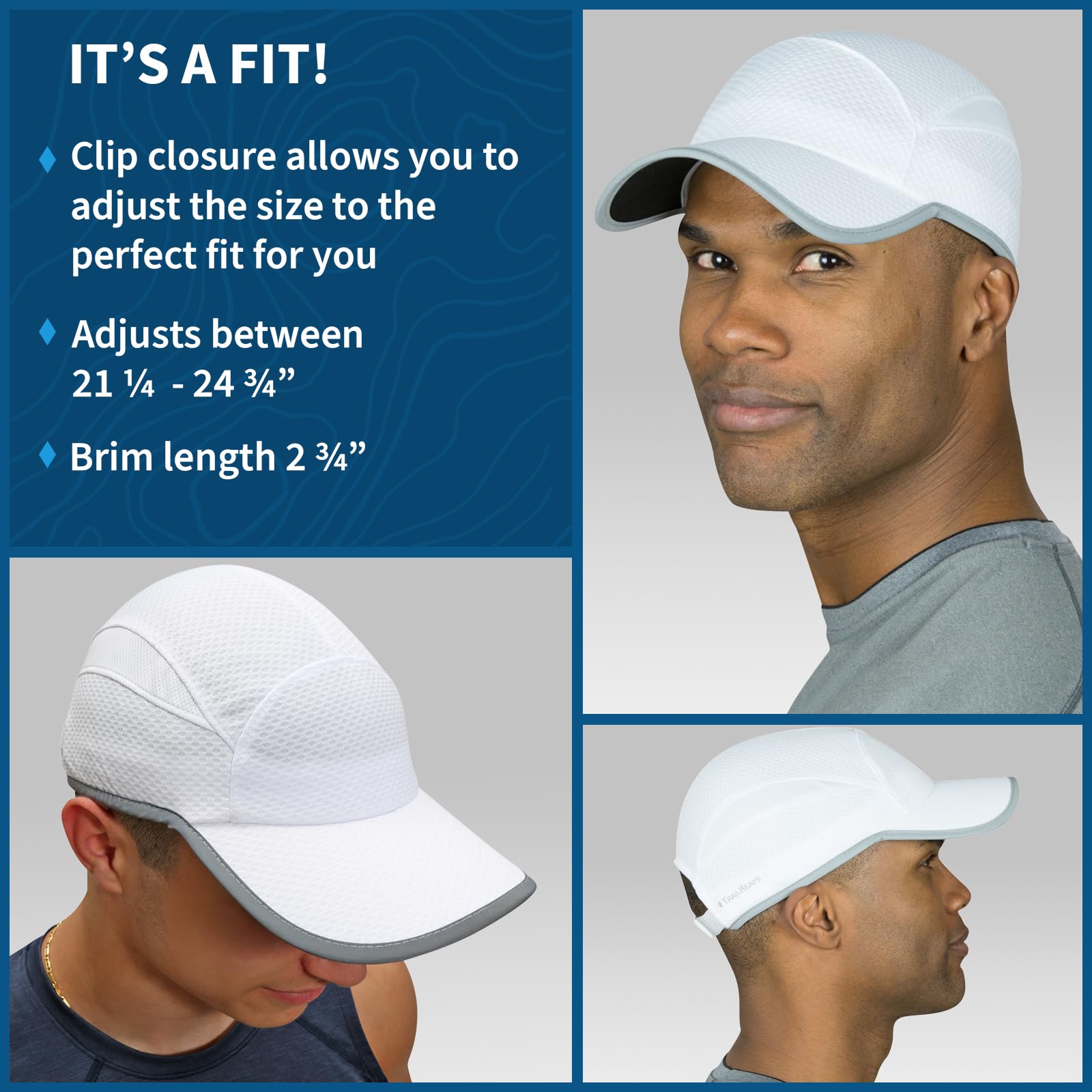 TrailHeads Casquette de course réfléchissante | Un chapeau à séchage rapide pour homme | La casquette de sport Flashback 360 – 2 couleurs
