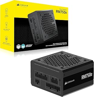 Corsair RM750e (2025) Vollmodulares Low-Noise ATX-Netzteil mit 12V-2x6-Kabel - ATX 3.1 & PCIe 5.1 konform, Cybenetics Gold Effizienz, 105°C bewertete Kondensatoren, moderner Standby-Modus, Schwarz