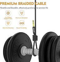 Vista 4 de HOSONGIN Cable TRS para instrumentos de 14 de pulgada de 6.6 pies, paquete de 2, cable de audio estéreo macho de 6.35mm de recto a ángulo recto