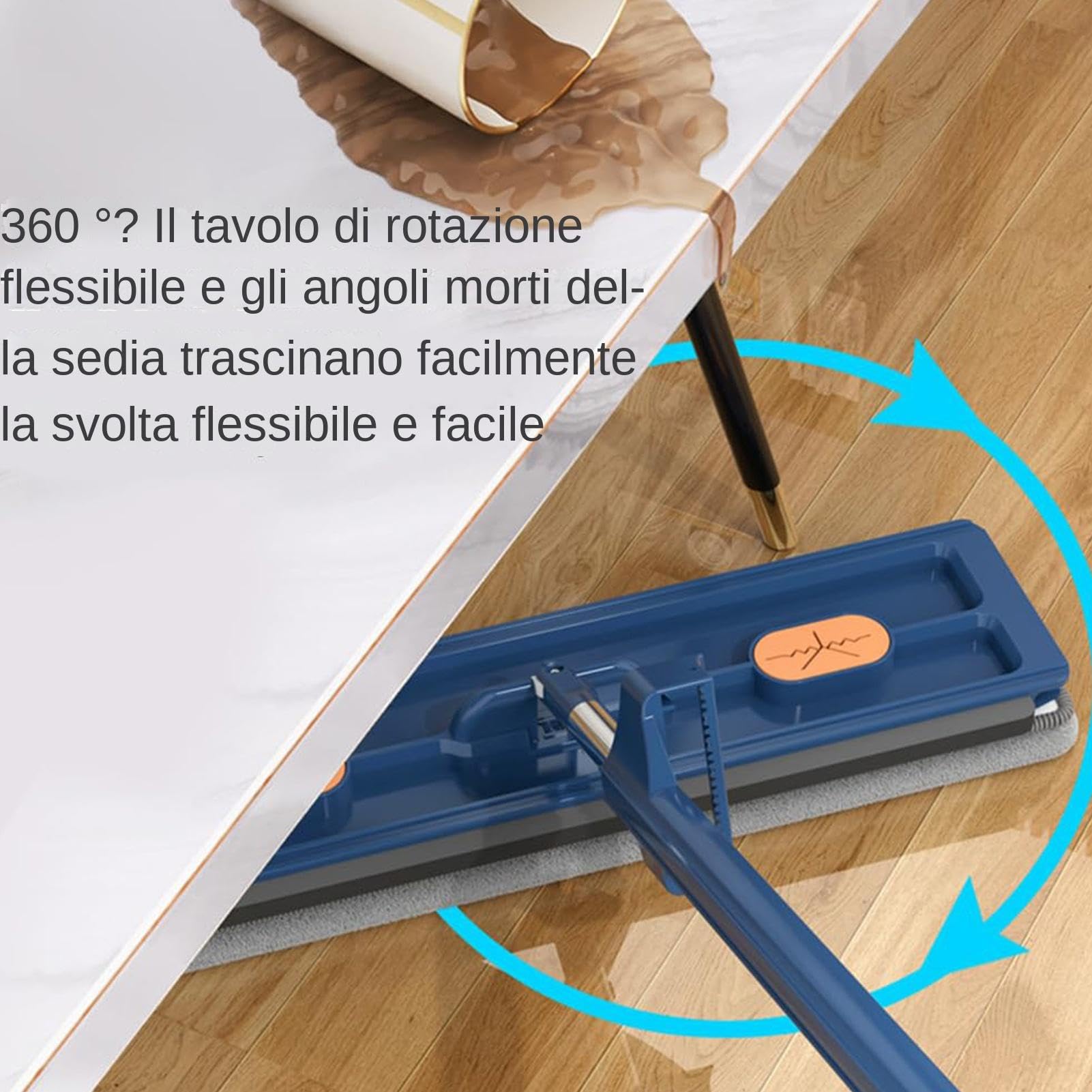 Mopa grande de microfibra, fregona de cabeza plana, limpieza en húmedo y | polvo - de cocina para baño con 2 almohadillas de microfibra reutilizables para cocina, madera dura