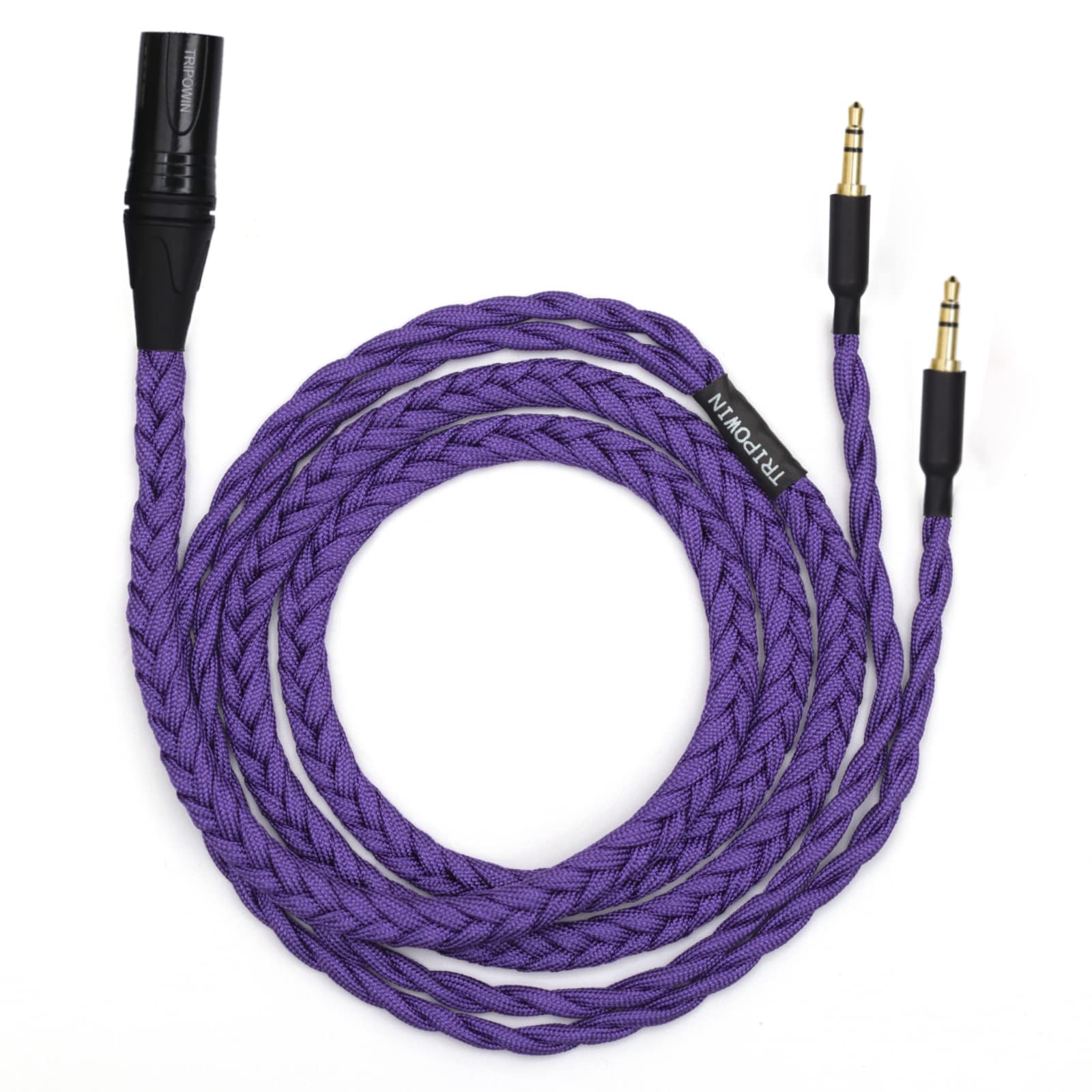 Linsoul Tripowin GranVia Upgraded OFC High Purity Headphone Audio Replacement Cable (XLR Plug, Dual 3.5mm, 1.5m Length, Purple)