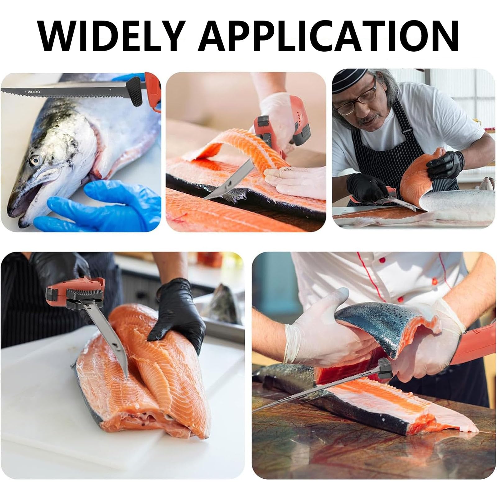 Cuchillo de filete eléctrico, Cuchillo alimentado por batería, Cuchillas alternativas de 12 V Cuchillo de pan serrado con mango antideslizante con 4 cuchillas y 2 baterías para el hogar,picnic