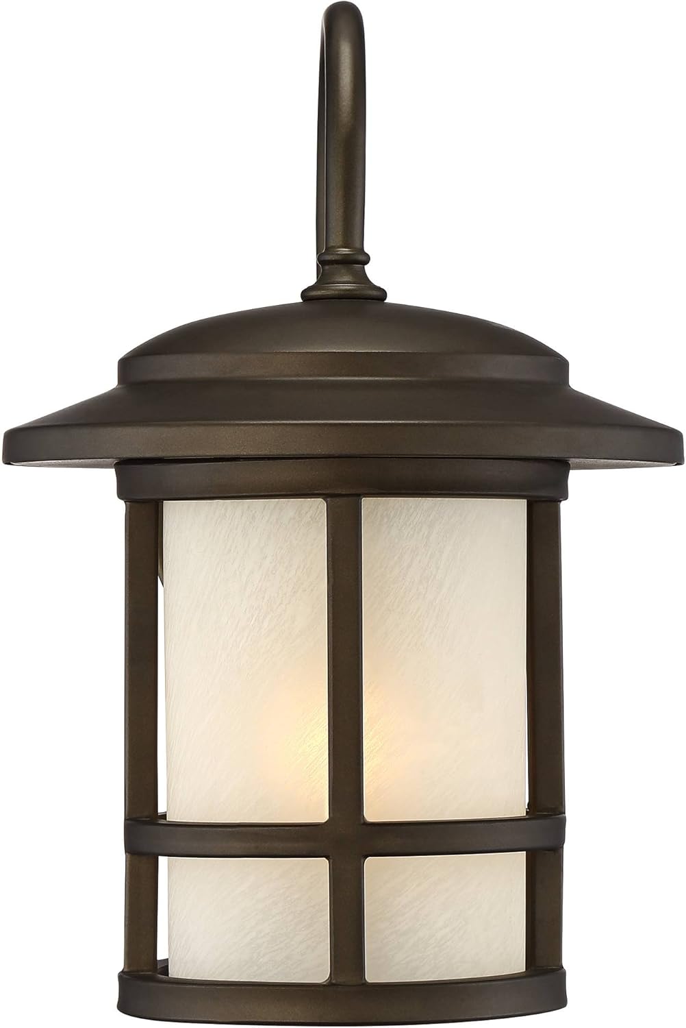 John Timberland Cressona Mission Modern Outdoor Wall Light Fixture Oil Rubbed Bronze 12" Etched Amber Glass for Exterior House Porch Patio Outside Deck Garage Yard Front Door Garden Home
