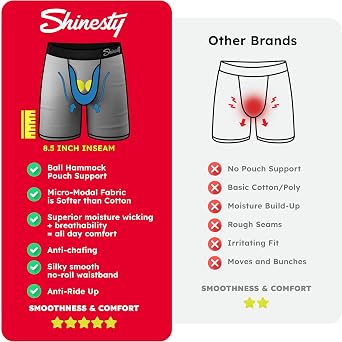 Shinesty Long Leg Boxer Briefs for Men - Support Ball Hammock Underwear