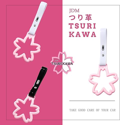 Miniatura 3 de JDM - Anillos Tsurikawa con forma de Sakura, anillos de advertencia para parachoques delantero trasero, metro, tren, autobús, correa de mano para