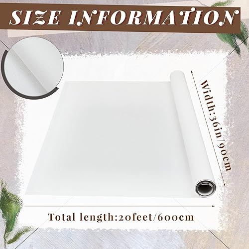Miniatura 8 de Kinlop Rollo de lona de algodón con doble imprimación de 12 pulgadas x 15 pies para óleo y pintura acrílica