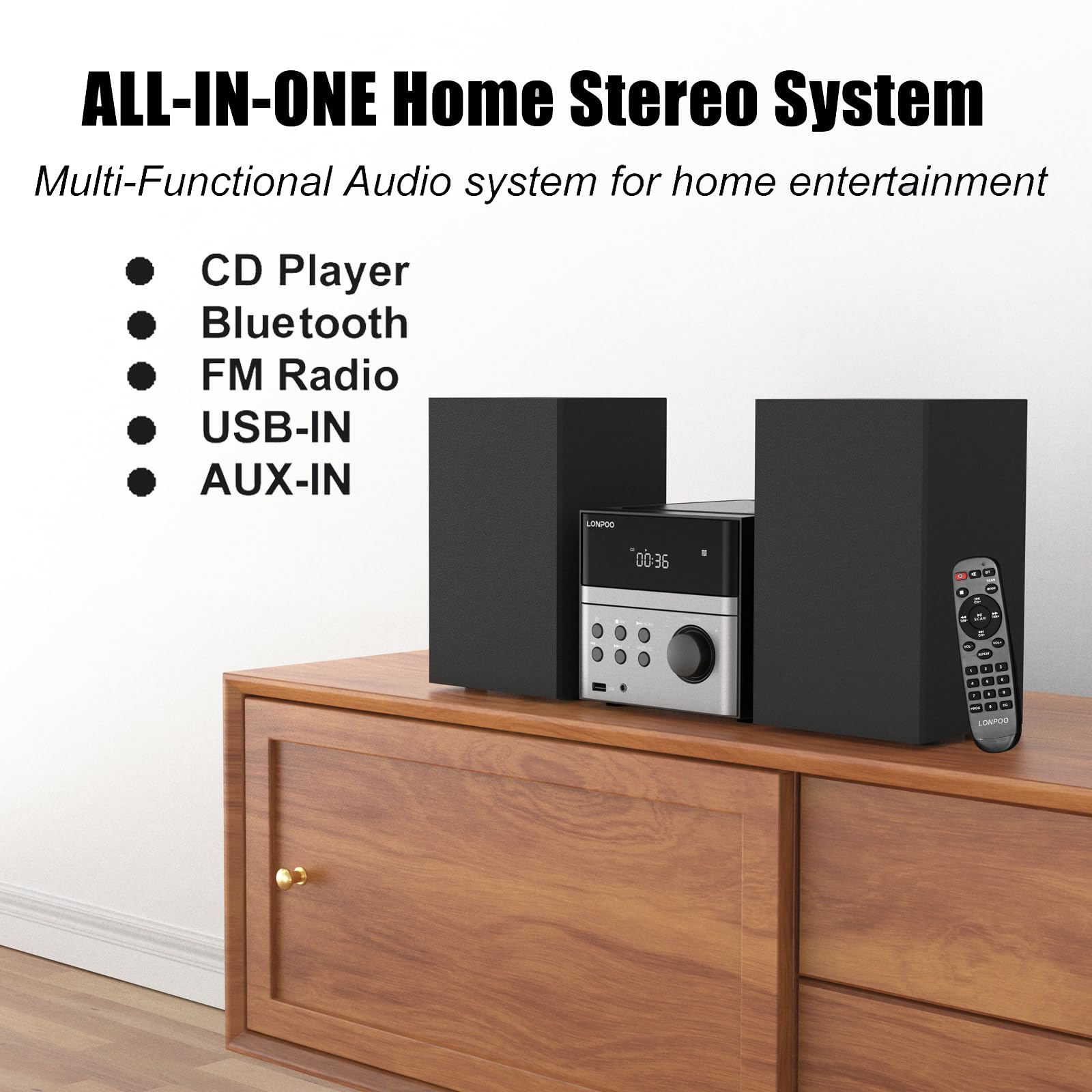 Sistema Home Stereo 30W Bluetooth LED - Dettaglio
