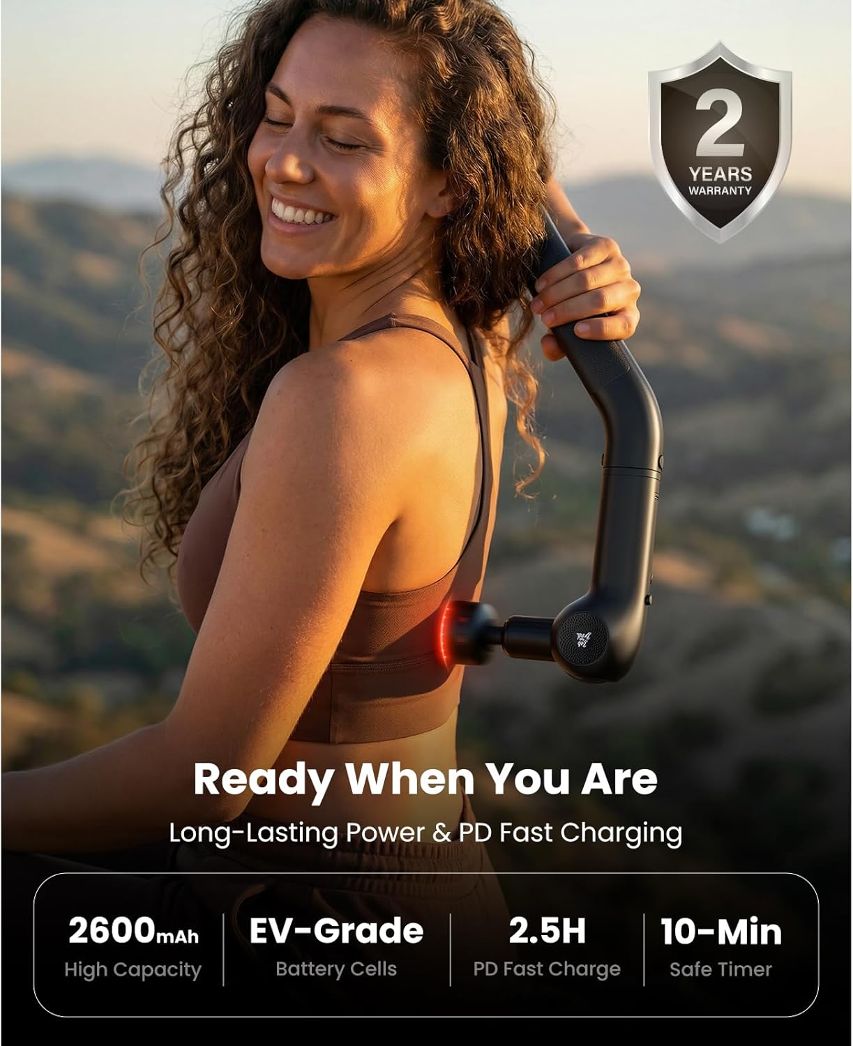 BOB AND BRAD 2-in-1 Massage Gun with Heat & Red Light Soothing L7 Ultra Massage Gun with Extension Handle &Adjustable Angles, Deep Tissue for Back Lumbar Shoulder FSA-HSA Eligible Gift for Men Women - Image 5