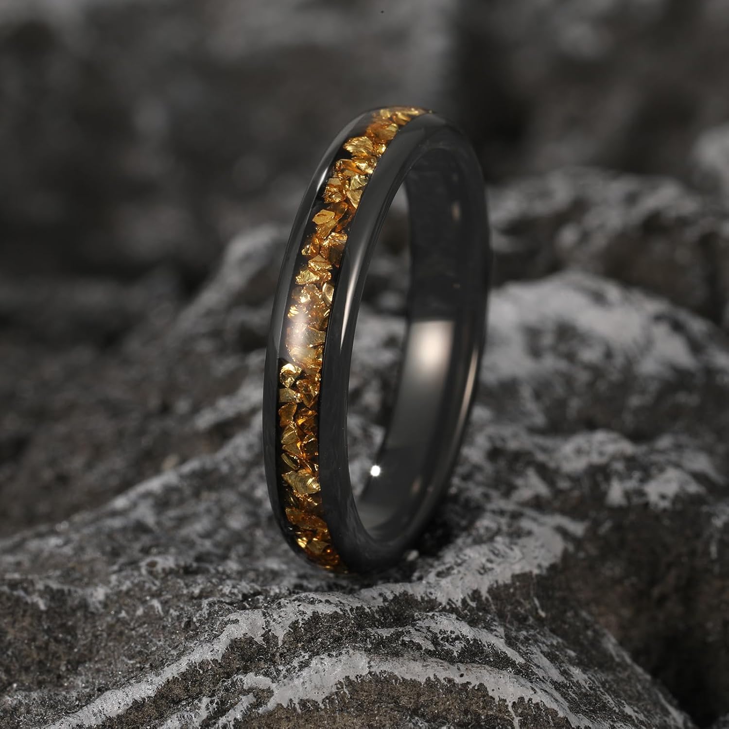 NUNCAD Black Tungsten Ring, Men's Women's Wedding Rings with Citrine/Blue/Amethyst/Galaxy Opal Ring 4mm 8mm Engagement Promise Ring Comfort Fit Size 5-12 - Image 5