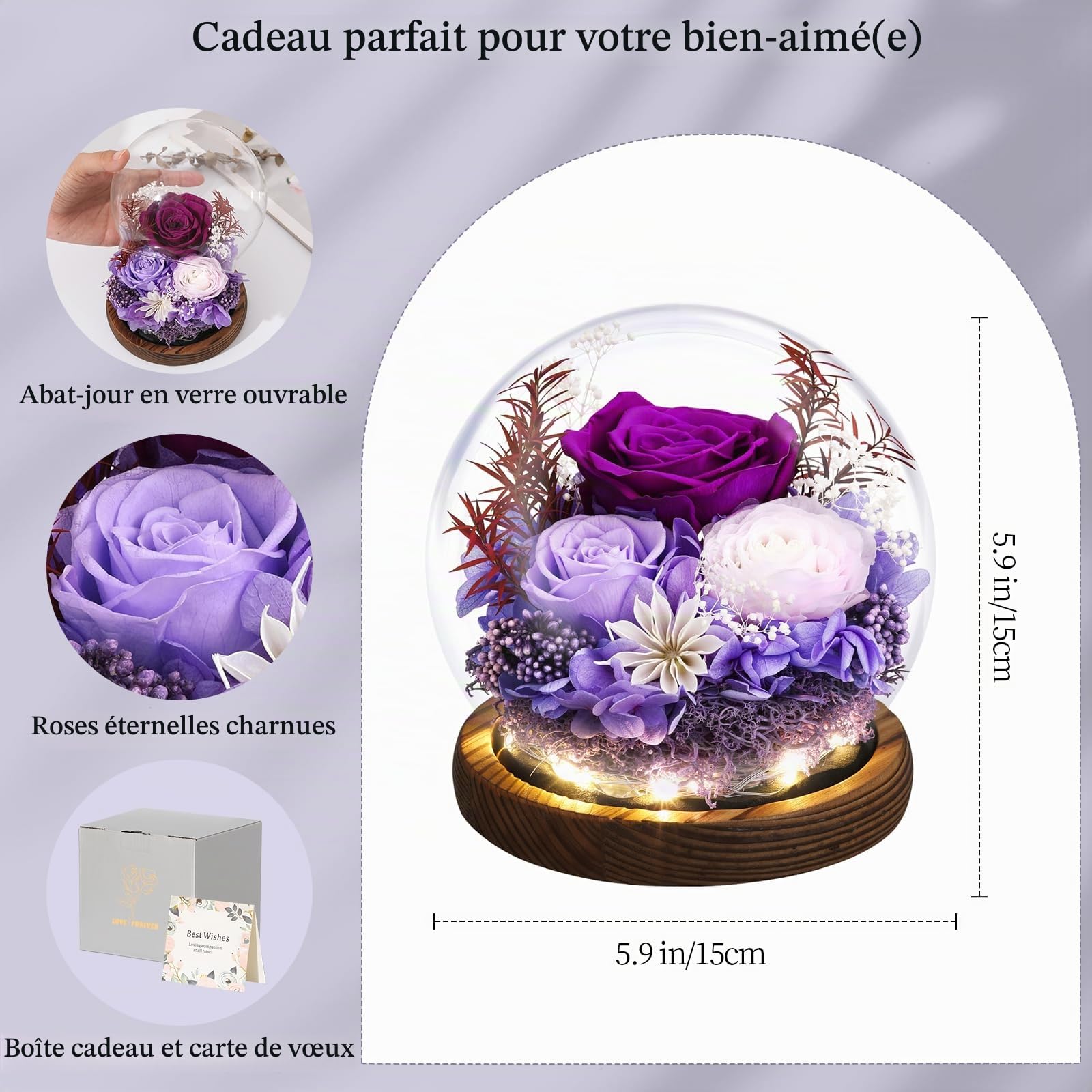 Emibele Cadeaux pour Maman Fleurs Livraison, Cadeaux Anniversaire, Violet