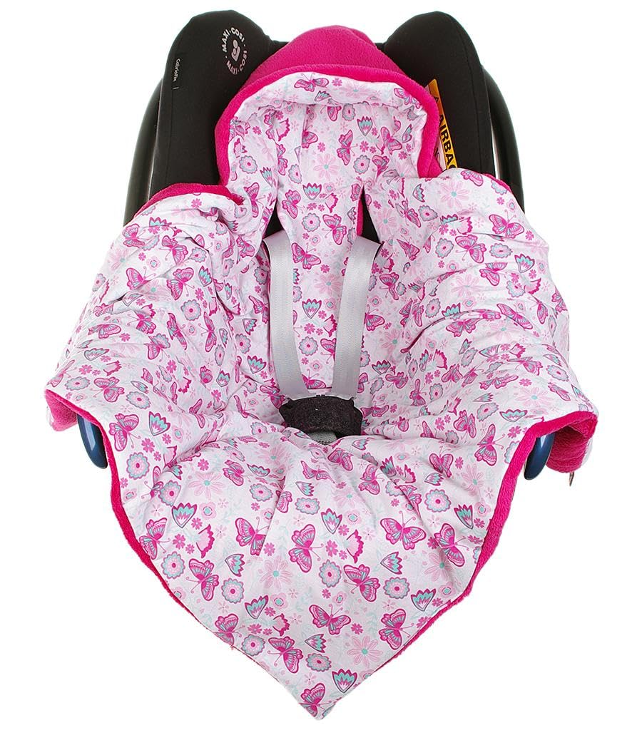 Einschlagdecke für die Babyschale Babyschalenfußsack Sommer Fußsack (Rosa, Schmetterling)