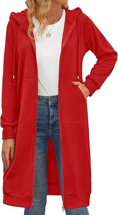 Zeagoo Women's Zip Up Hoodies Oversized Fleece Long Tunic Sweatshirts Casual Long Sleeve 2024 Fall Hoodie Jacket Coat