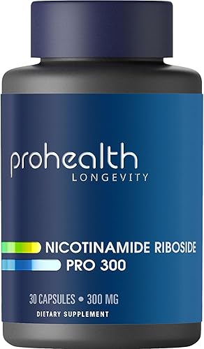 ProHealth Riboside de nicotinamida Pro 300. 300mg NR (como malato de hidrógeno NR) más 100 mg de trimetilglicina (TMG) Suplemento aumenta NAD+ 30