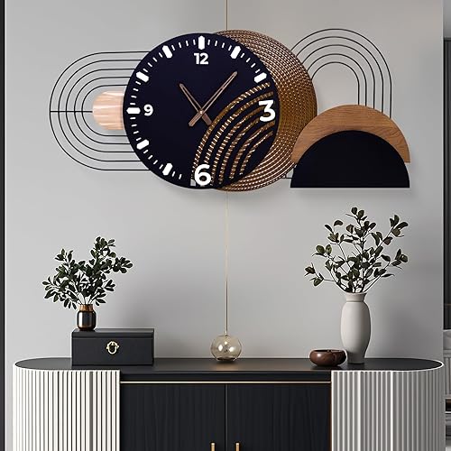39.3X17.7 inch Extra Large Wall Clock, Modern Luxury Wood and