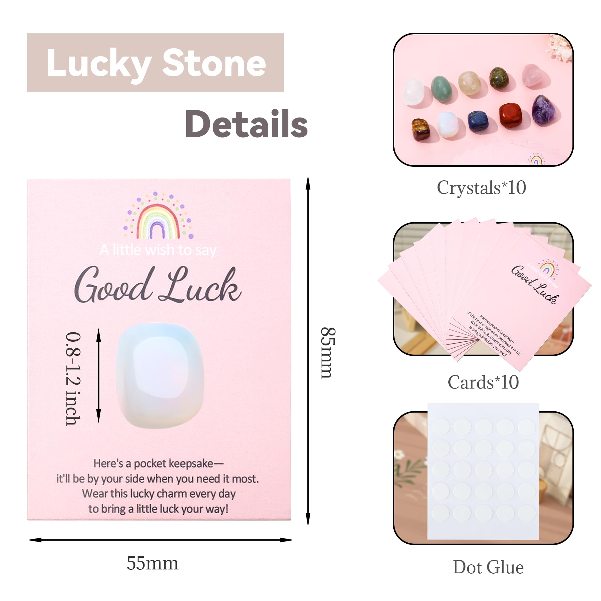XIANNVXI 10 Pcs Good Luck Healing Crystals Polished Stones Set Party Bag Fillers Pass the Parcel Prizes Prize Box Fillers Party Favours Christmas Stocking Filler Noverlty Gifts,with 10 Cards - Image 4