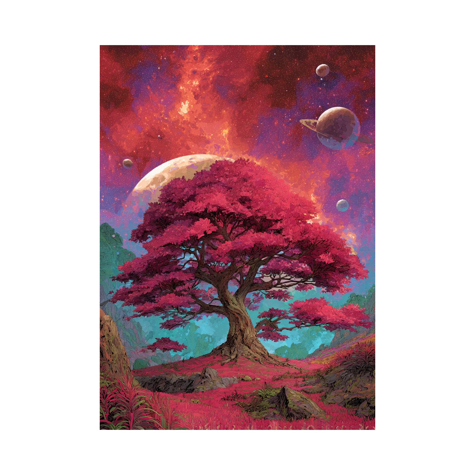 Cuadro sobre lienzo de paisaje con luna para decorar el dormitorio 8