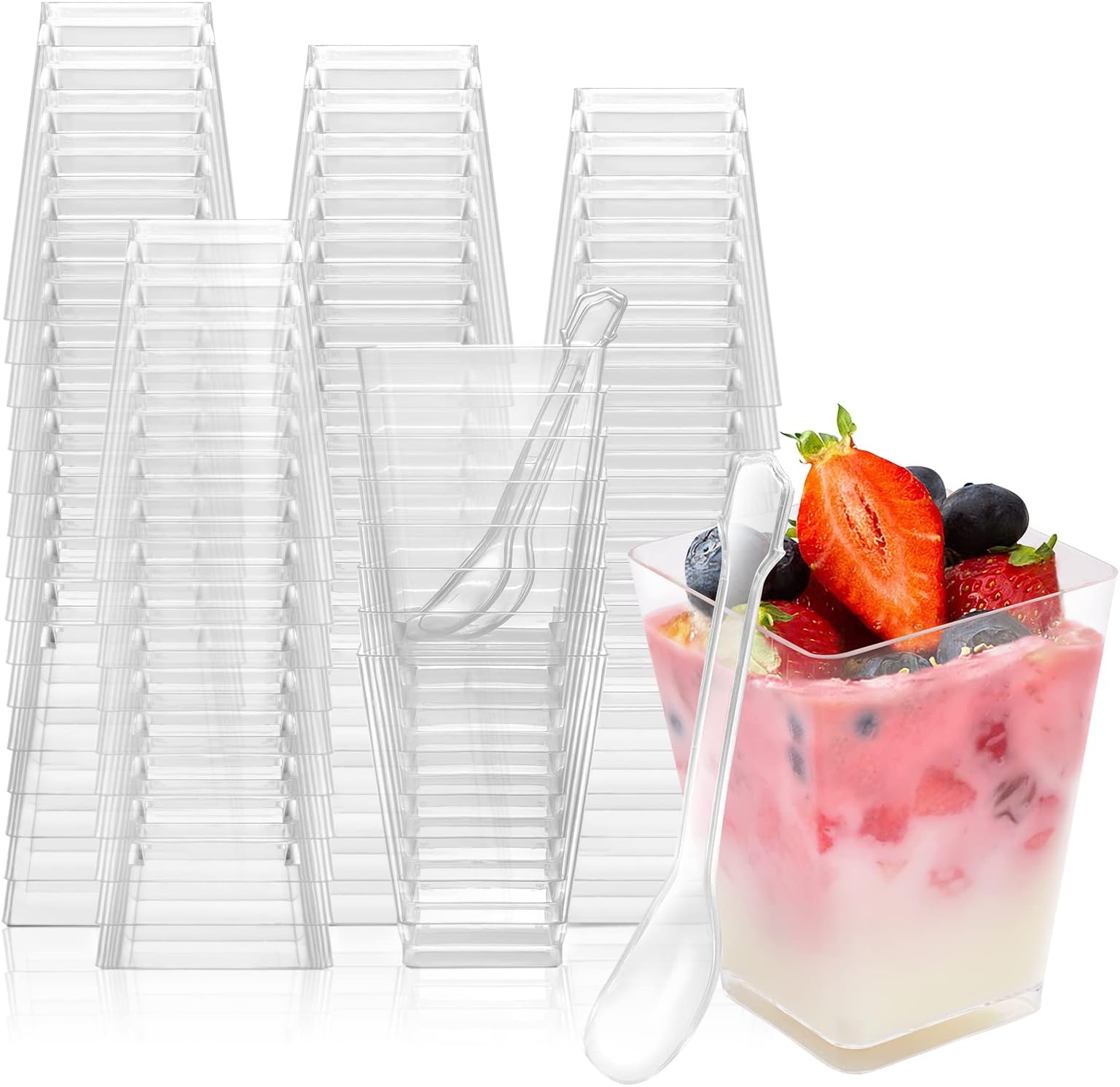 EASERCY 100 Pack 5 oz Plastic Dessert Cups, Appetizer Cups