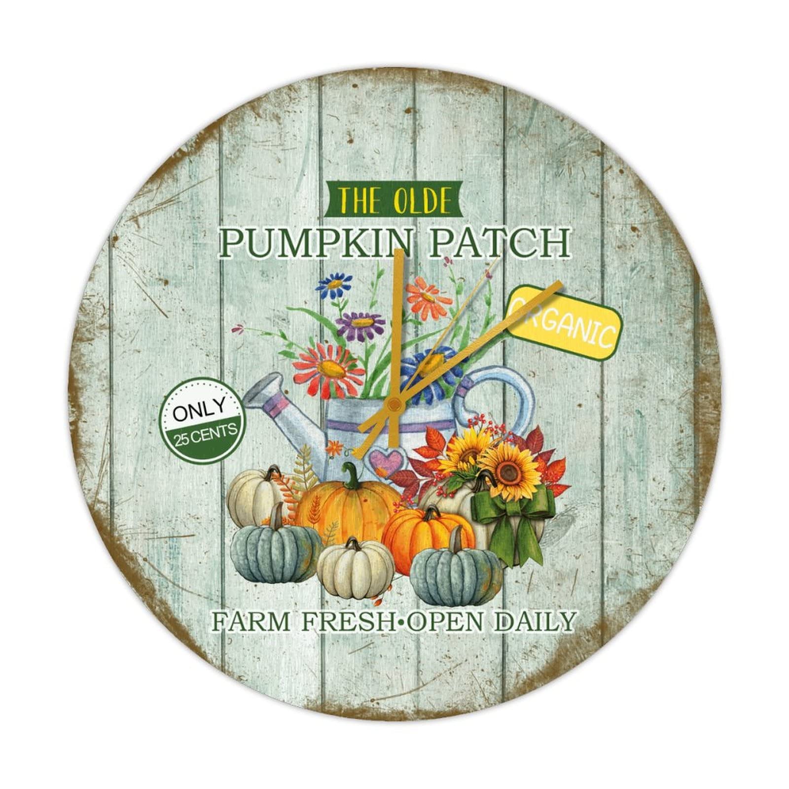 Horloge ronde en bois citrouille 38cm pour décorer votre salon cet automne