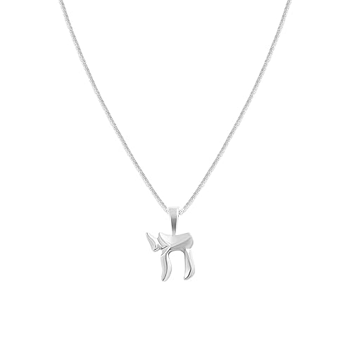 Miniatura 4 de Sterling Silver Chai Necklace - Hebrew Jewish Symbol of Life for Men & Teens (18 Inch Chain)
