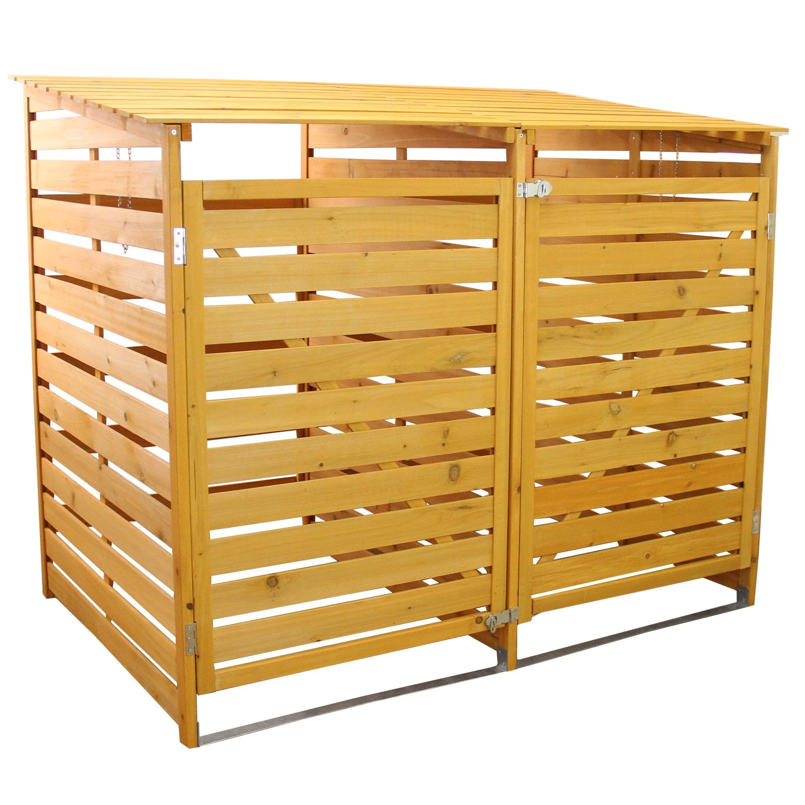 Wooden Wheelie Bin Storage Double Dustbin Store Outdoor Hinged Lid Latched Lockable Outdoor Firewood Shed Garden Tools Timber Unit