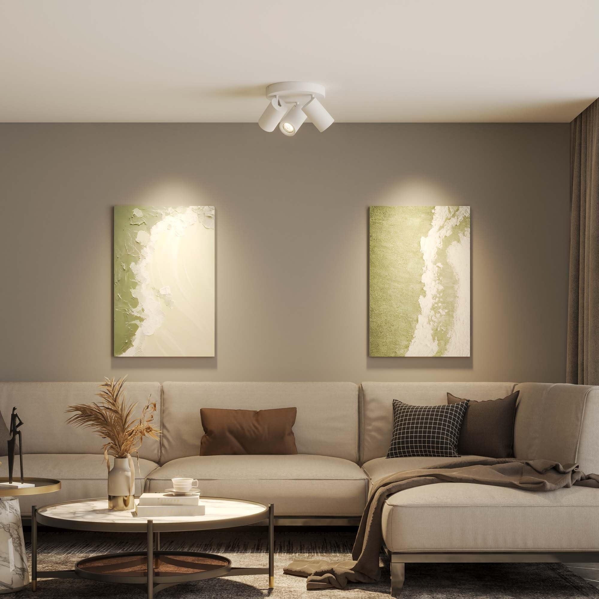 Ledvion Faretto LED Soffitto Bianco 3 luci Quadrato GU10 3W bianco neutro | Lampadina inclusa per corridoio soggiorno cucina camera e ambienti interni asciutti