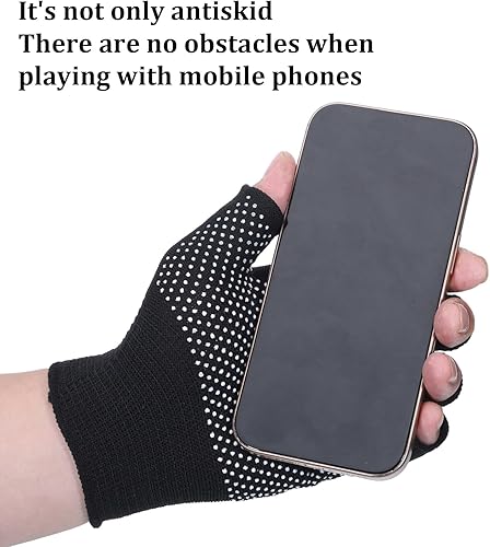 Miniatura 4 de Half-Finger Slip Breathable Fingerless Work Gloves Lightweight Slip Fingerless Grip Gloves Non-slip Yoga Glove Exercise Work Glove for Cycling